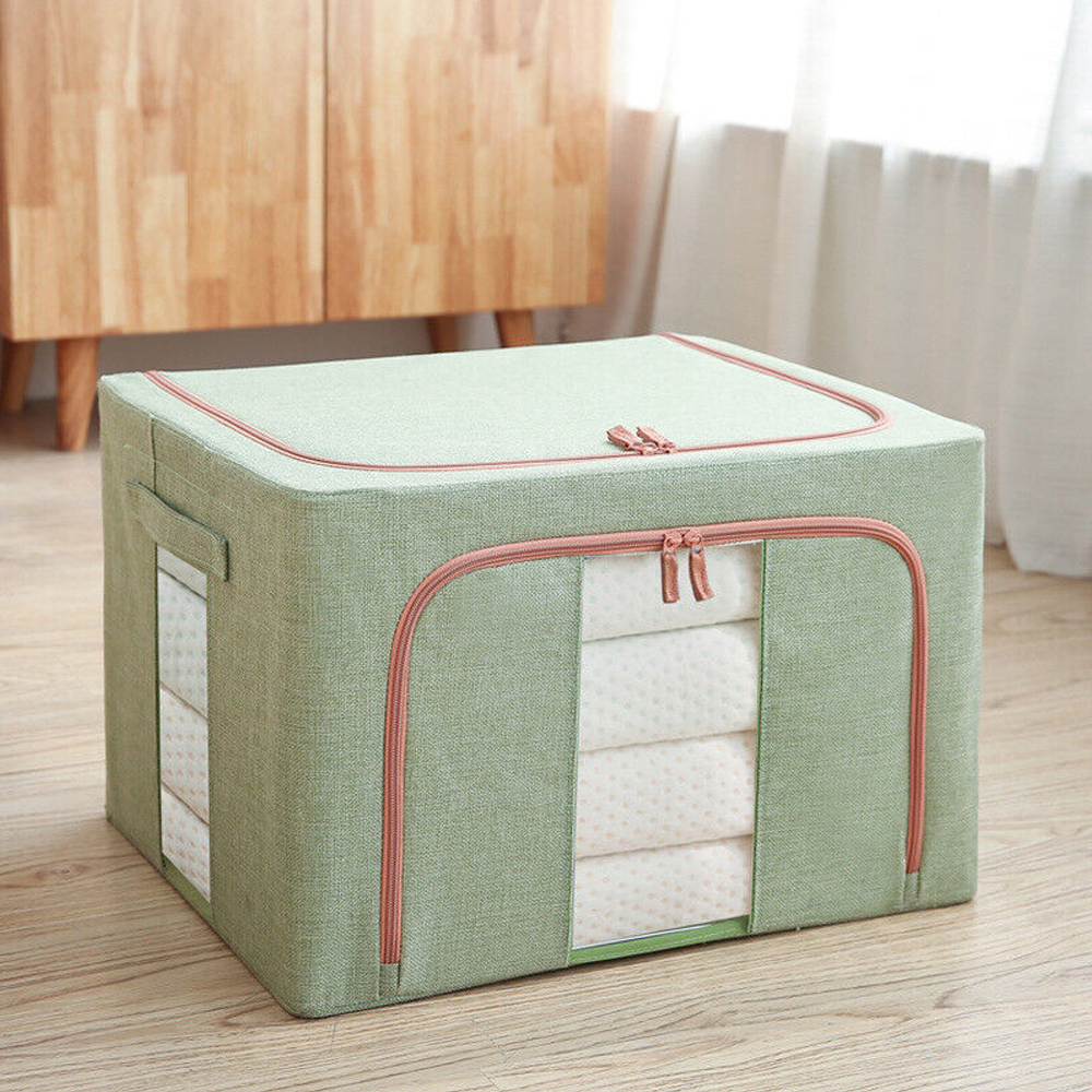 Foldable Storage Box Crushed Steel Frame 24L for Clothes, Quilts & Toys Organizer