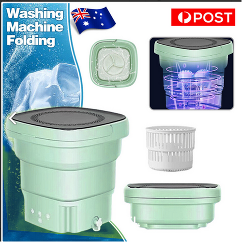 Mini Washing Machine Bucket Folding Portable Laundry Machine Clothes Washing green