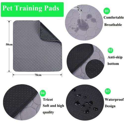 Washable Pet Pee Pad 70x50CM Reusable Dog & Cat Training Wee Absorbent Mat