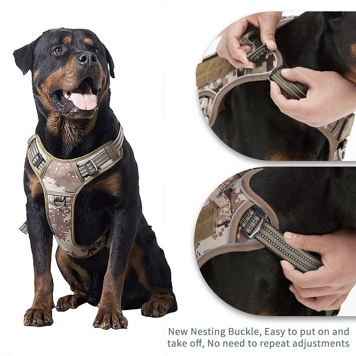 Dog Harness Tactical No Pull Adjustable Pet Military Working Training Vest - Small