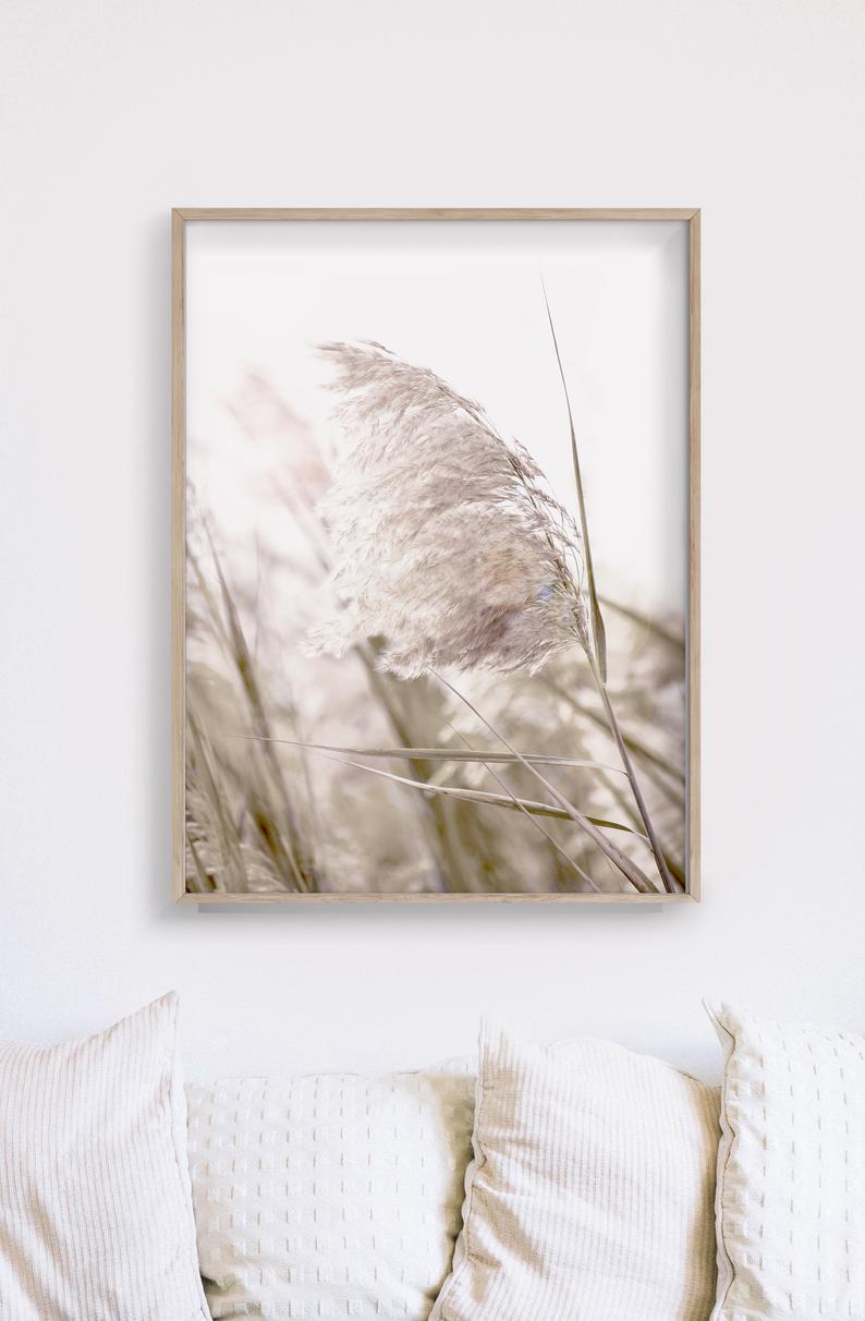 40cm x 60cm Pampas Grass 2 Sets Wood Frame Canvas Wall Art