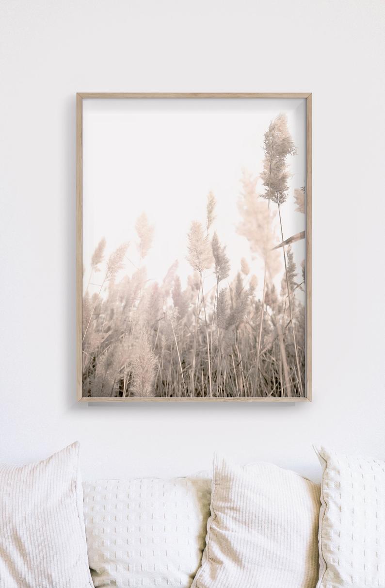 40cm x 60cm Pampas Grass 2 Sets Wood Frame Canvas Wall Art
