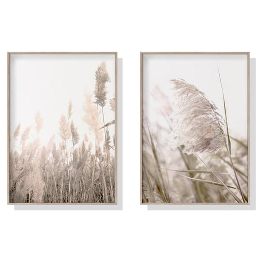 40cm x 60cm Pampas Grass 2 Sets Wood Frame Canvas Wall Art