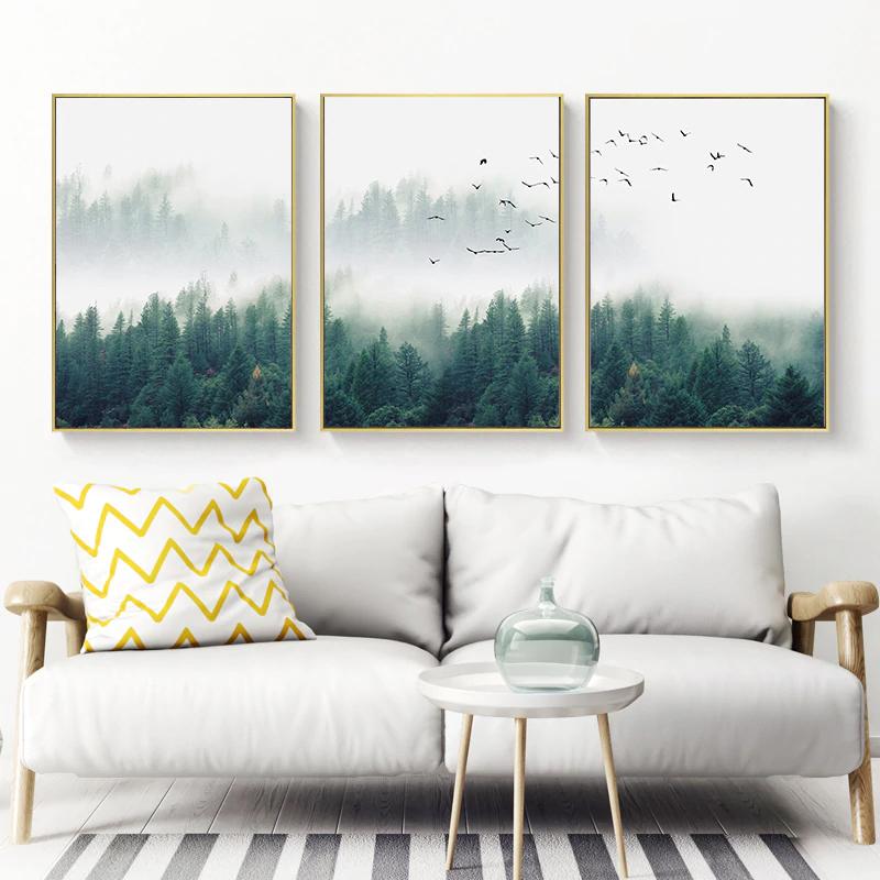 40cm x 60cm Mystical Forest 3 Sets Gold Frame Canvas Wall Art