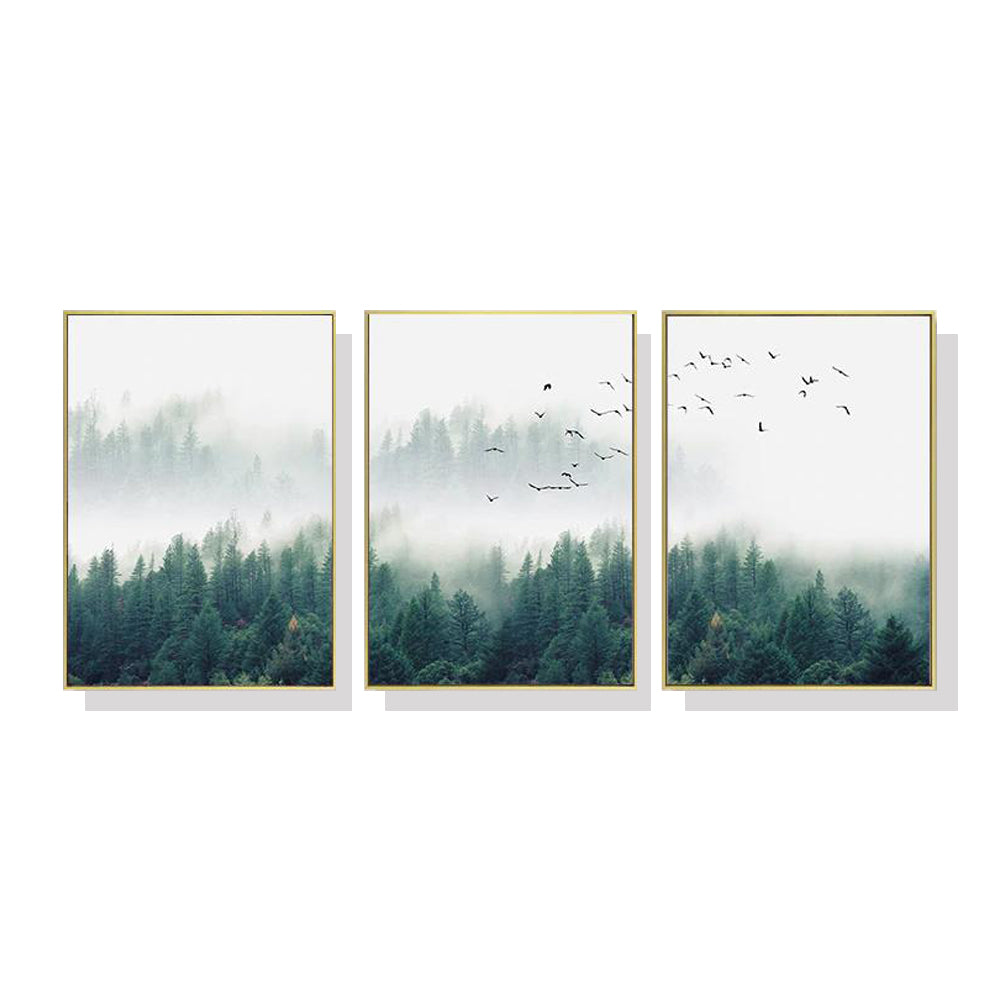 40cm x 60cm Mystical Forest 3 Sets Gold Frame Canvas Wall Art