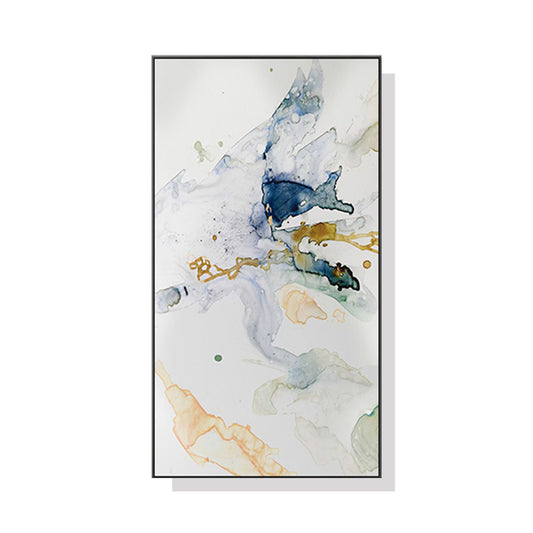 40cm x 80cm Abstract Watercolour Style Black Frame Canvas Wall Art