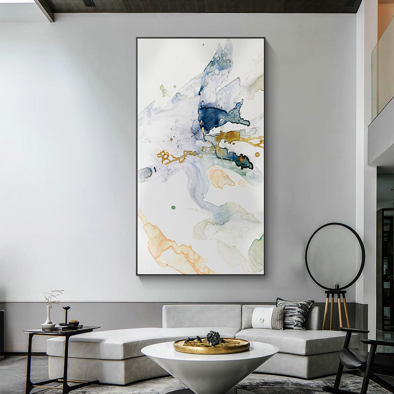 40cm x 80cm Abstract Watercolour Style Black Frame Canvas Wall Art
