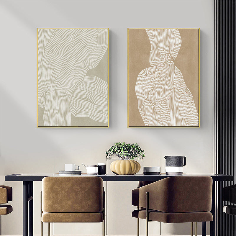 40cm x 60cm Abstract Line 2 Sets Gold Frame Canvas Wall Art