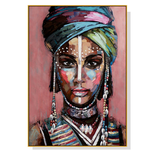 Wall Art Canvas 90cmx135cm African Woman II Gold Frame