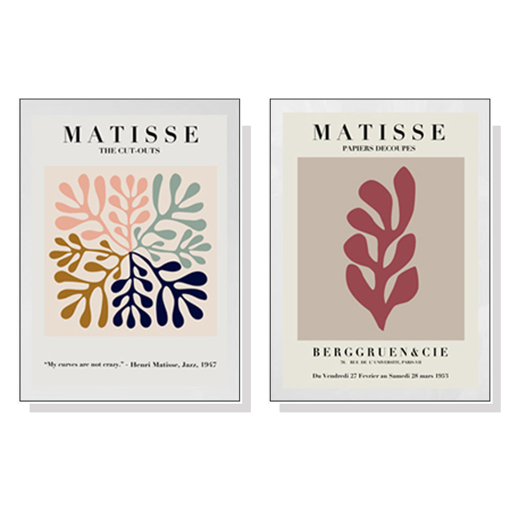 Wall Art Matisse 2 Sets White Frame Canvas 80x120cm