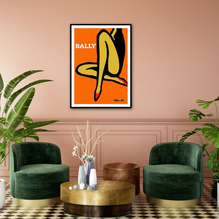 Wall Art Orange Legs Black Frame Canvas 90x135cm