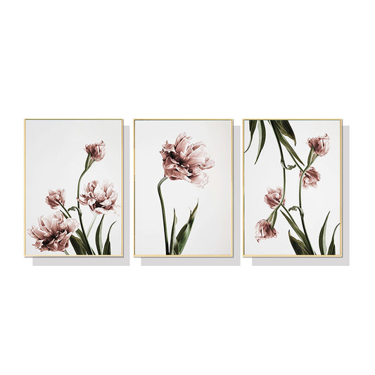 Wall Art Tulip Flower 3 Sets Gold Frame Canvas 80x120cm
