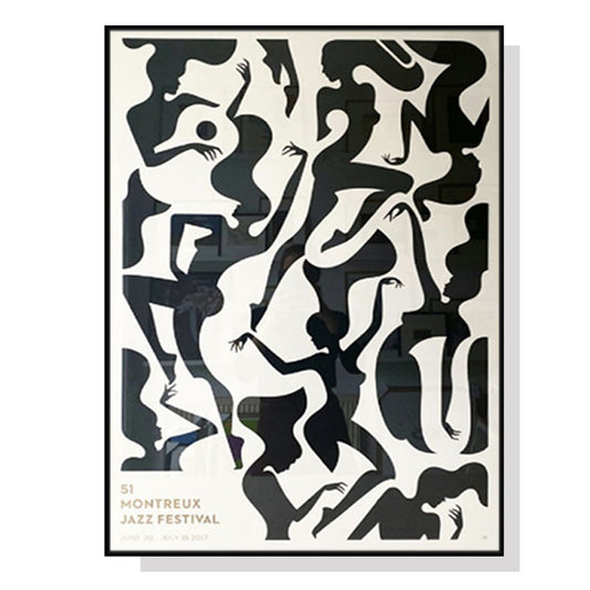 Wall Art Jazz Festival Black Frame Canvas 40x60cm
