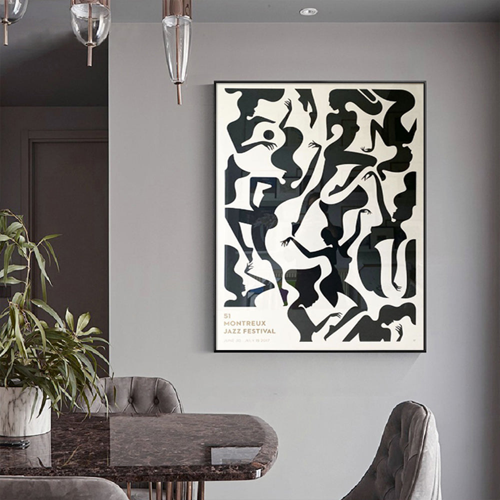 Wall Art Jazz Festival Black Frame Canvas 80x120cm