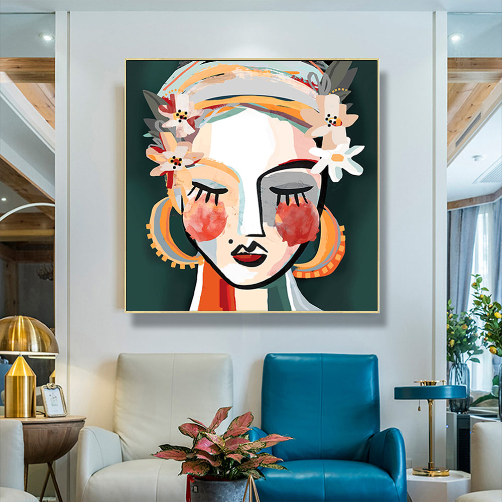 Wall Art Sophie II Gold Frame Canvas 100x100cm