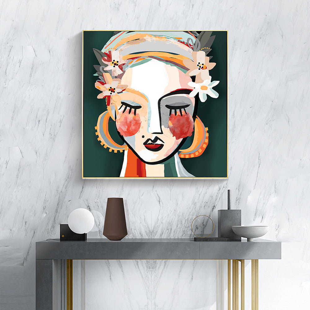 Wall Art Sophie II Gold Frame Canvas 100x100cm