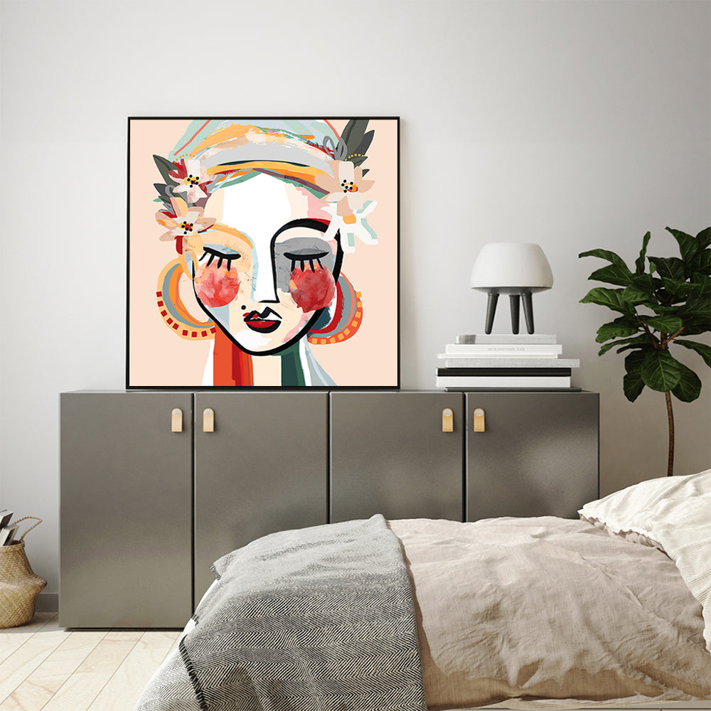 Wall Art 70cmx70cm Sophie - Black Frame Canvas