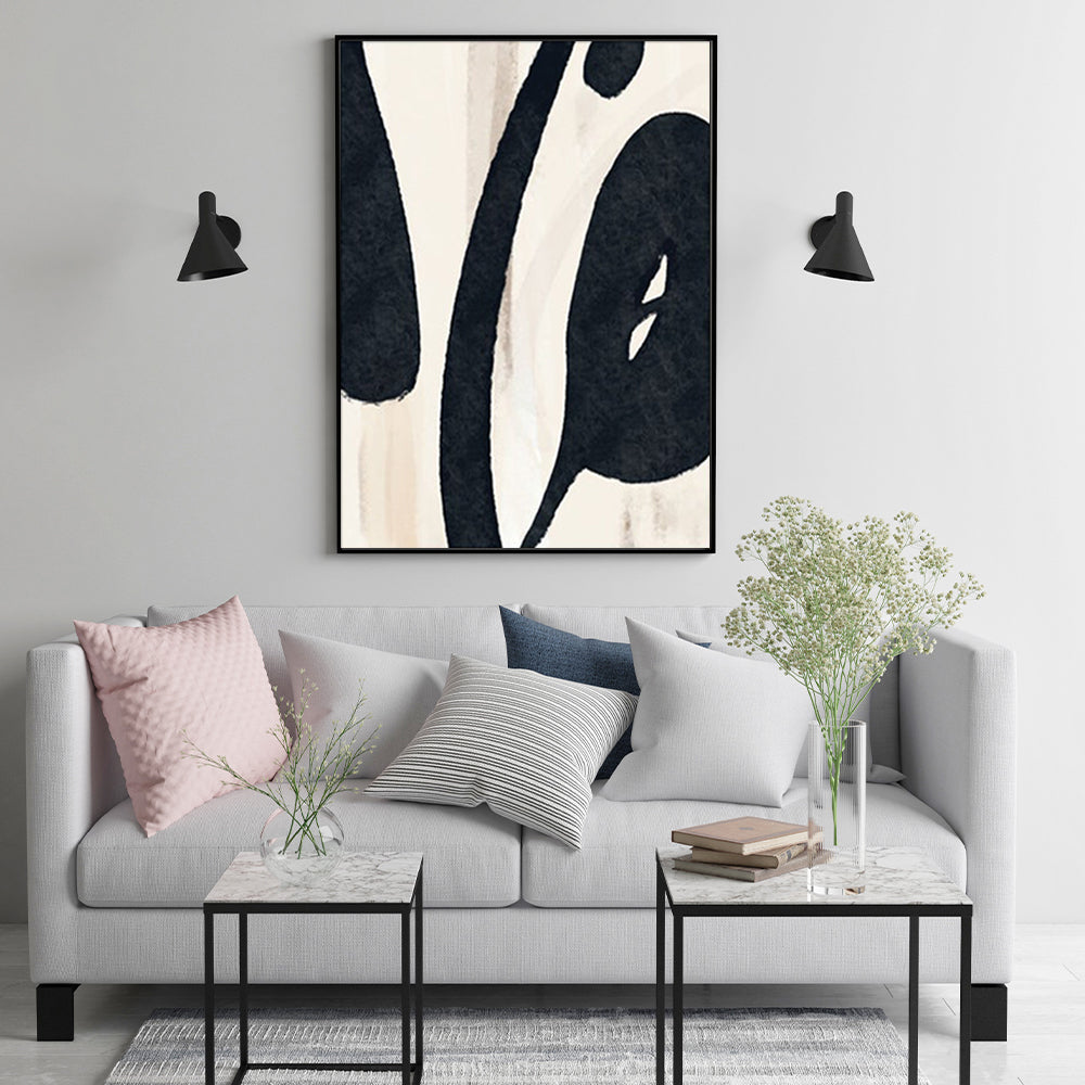 Wall Art Black Ink Black Frame Canvas 40x60cm