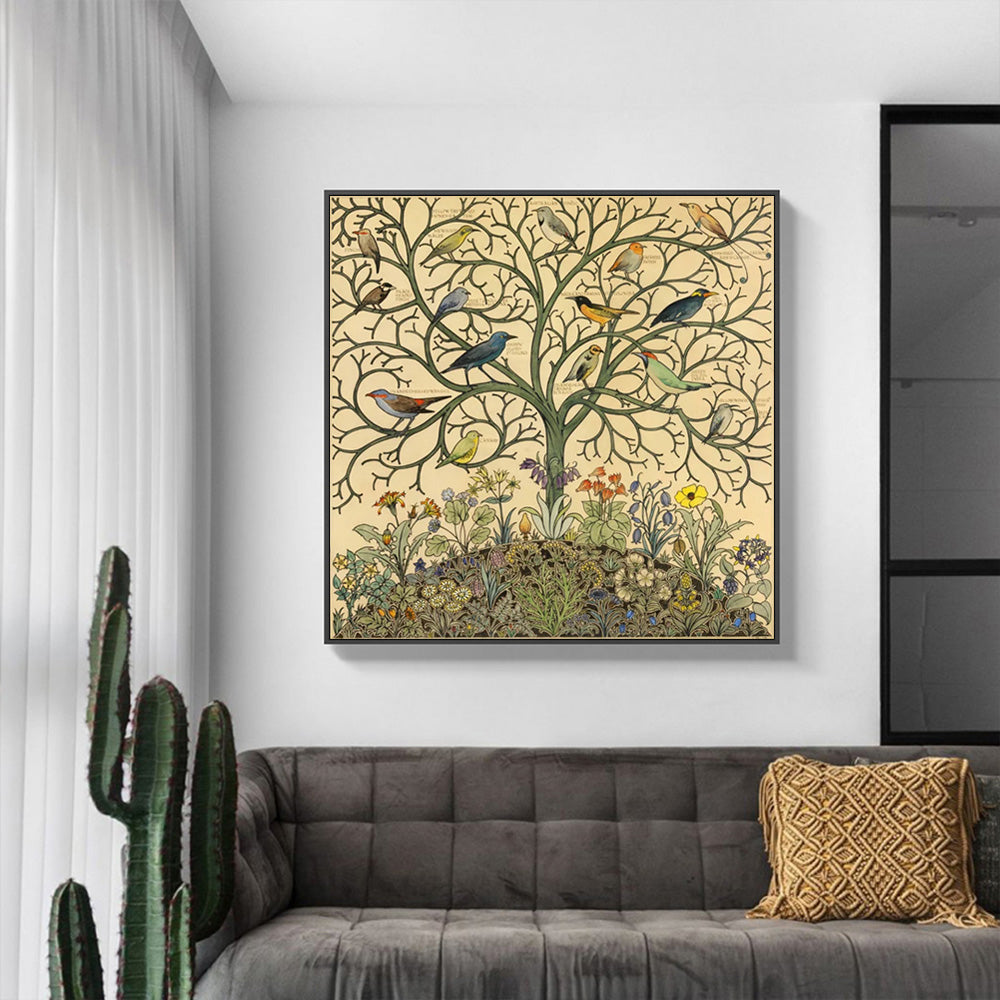Wall Art 60cmx60cm Tree of Life - Black Frame Canvas