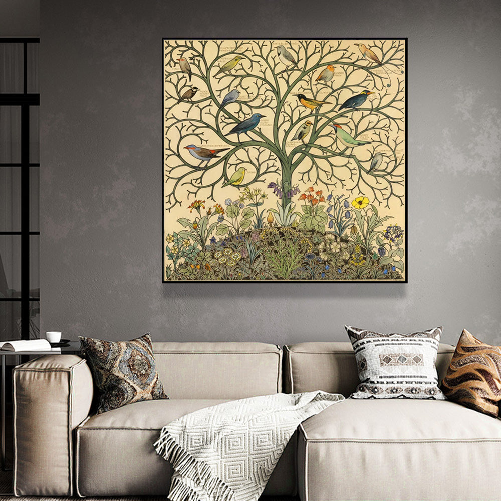 Wall Art 60cmx60cm Tree of Life - Black Frame Canvas