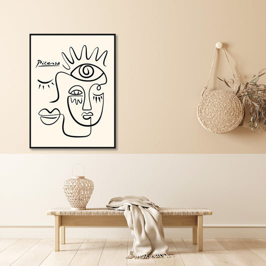 Wall Art Line Art by Pablo Picasso Black Frame Canvas 90x135cm