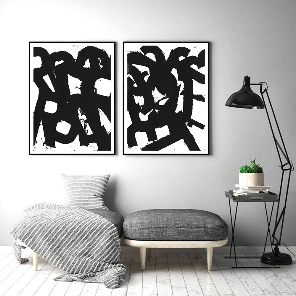 Wall Art Rock N Roll 2 Sets Black Frame Canvas 40x60cm