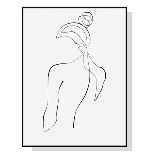 Wall Art 50cmx70cm Woman Back Line Art - Black Frame Canvas