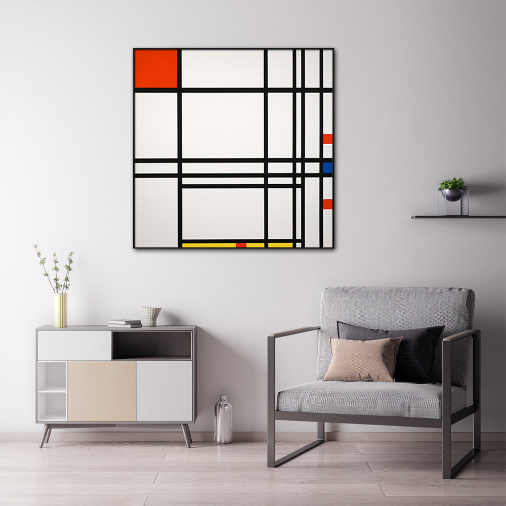 Wall Art Abstract Art by Piet Mondrian Black Frame Canvas 90x90cm