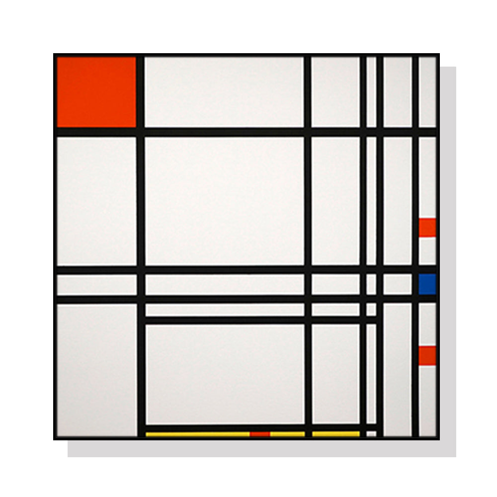 Wall Art 50cmx50cm Abstract Art by Piet Mondrian - Black Frame Canvas