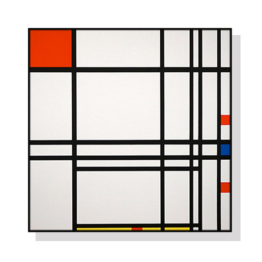 Wall Art 60cmx60cm Abstract Art by Piet Mondrian - Black Frame Canvas