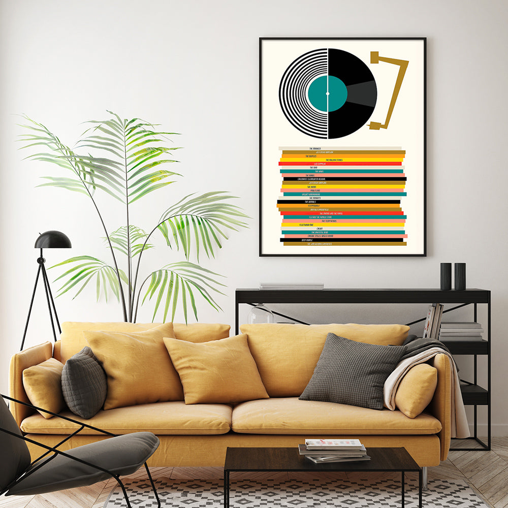 Wall Art Music Black Frame Canvas 90x135cm