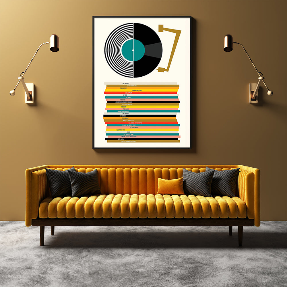 Wall Art Music Black Frame Canvas 90x135cm