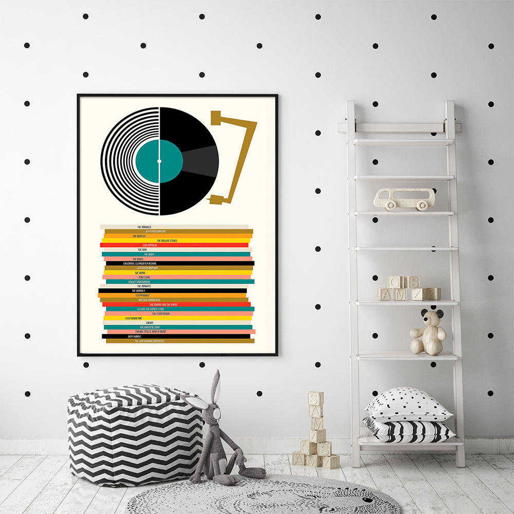 Wall Art 70cmx100cm Music - Black Frame Canvas