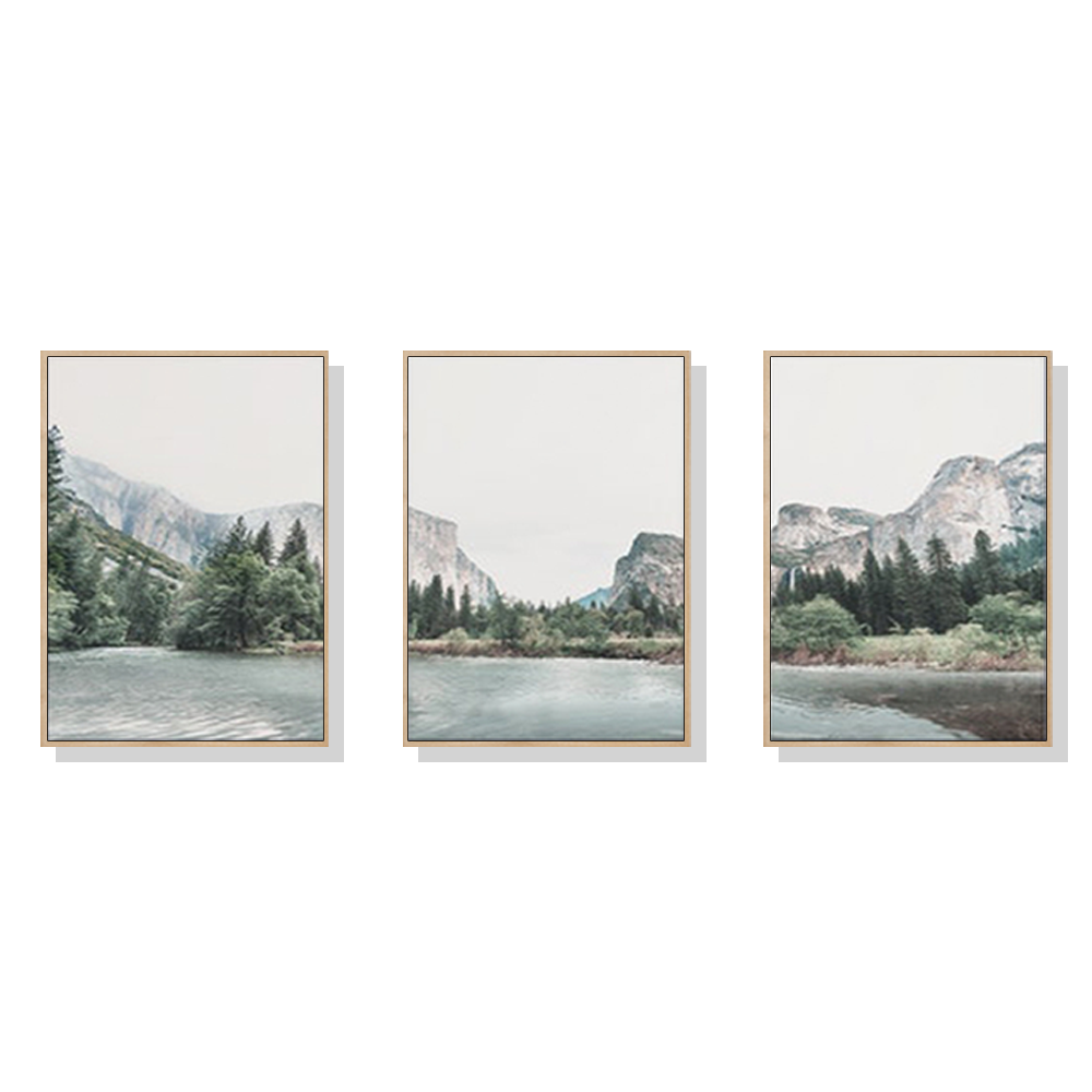 Wall Art Yosemite Valley National Park 3 Sets Wood Frame Canvas 70x100cm