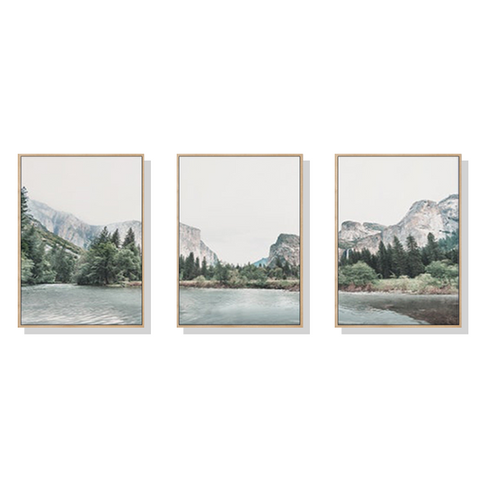 Wall Art Yosemite Valley National Park 3 Sets Wood Frame Canvas 70x100cm