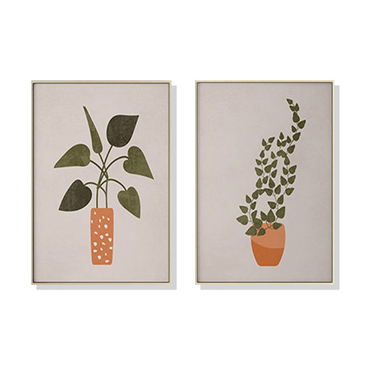 Wall Art Boho Botanical Art 2 Sets Gold Frame Canvas 80x120cm