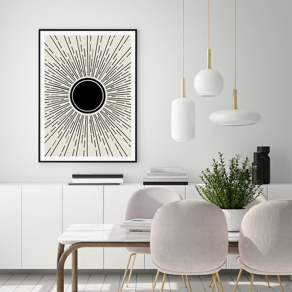 Wall Art Sun Rise Art Black Frame Canvas 60cmx90cm