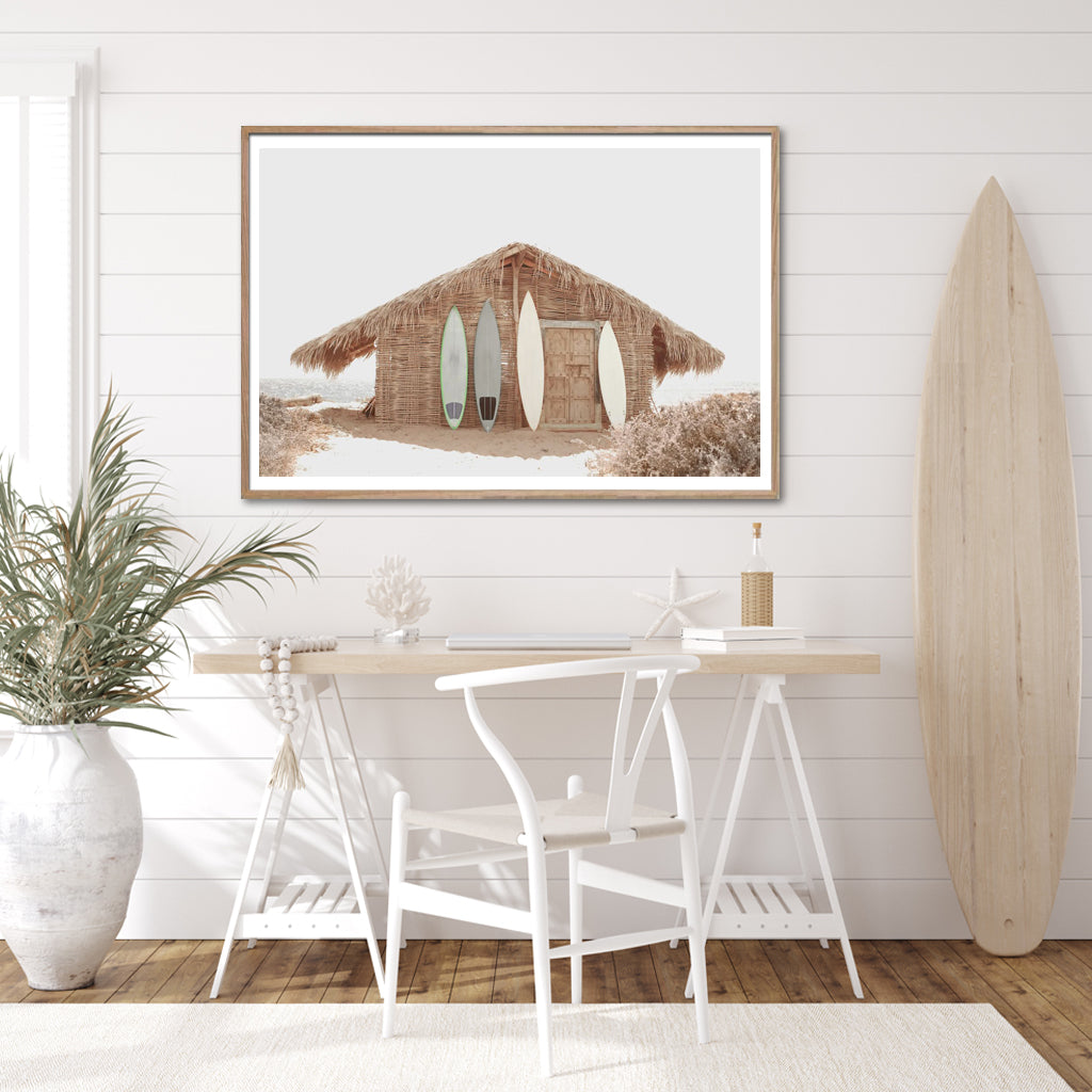 Wall Art Surf Cabin Wood Frame Canvas 80cmx120cm