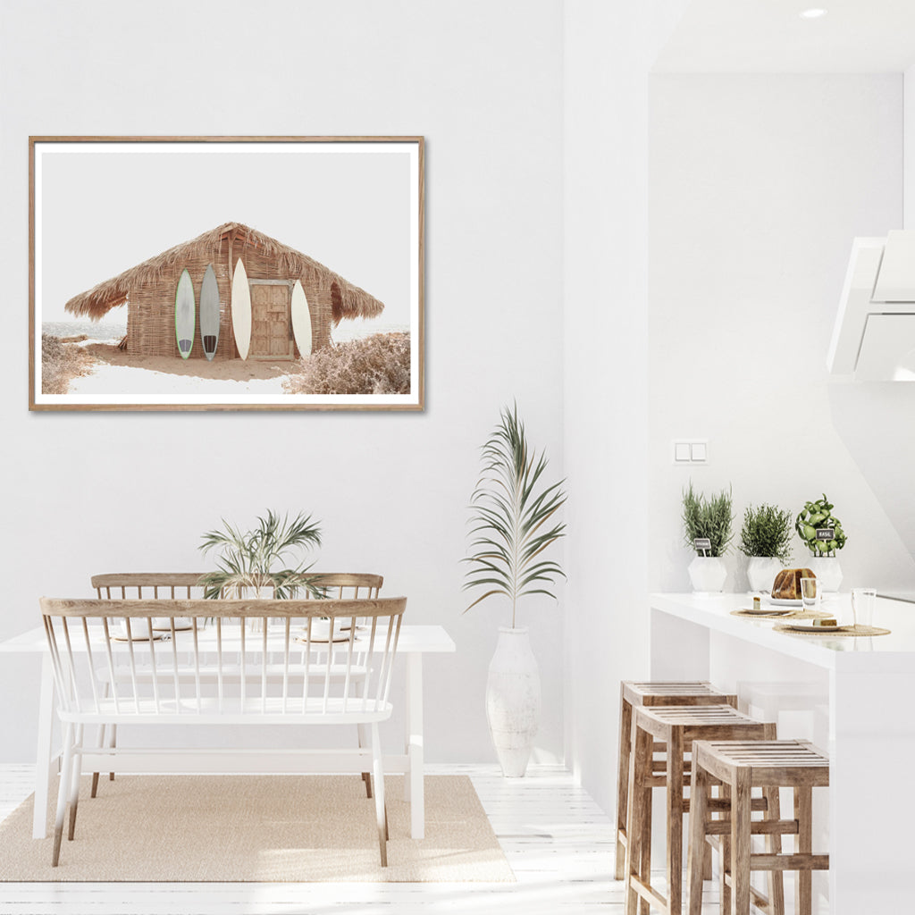 Wall Art Surf Cabin Wood Frame Canvas 80cmx120cm