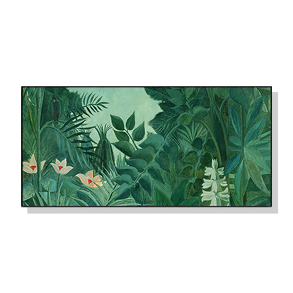 Wall Art The Equatorial Jungle Green Forest By Henri Rousseau Black Frame Canvas 40cmx80cm