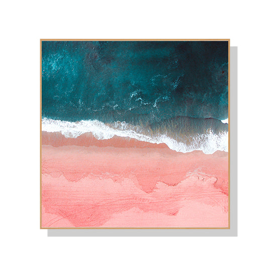 Wall Art Pink Sea Wood Frame Canvas 80x80cm