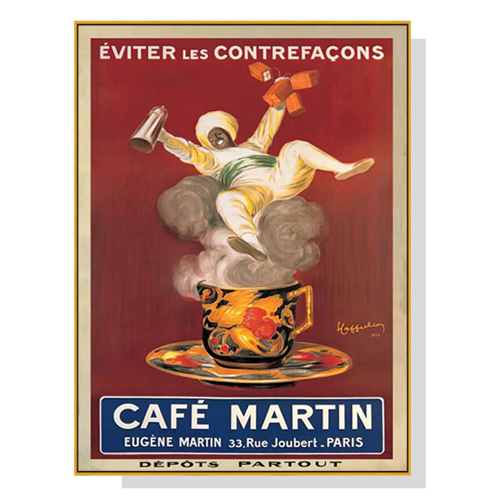 Wall Art Cafe Martin 60cmx90cm Gold Frame Canvas