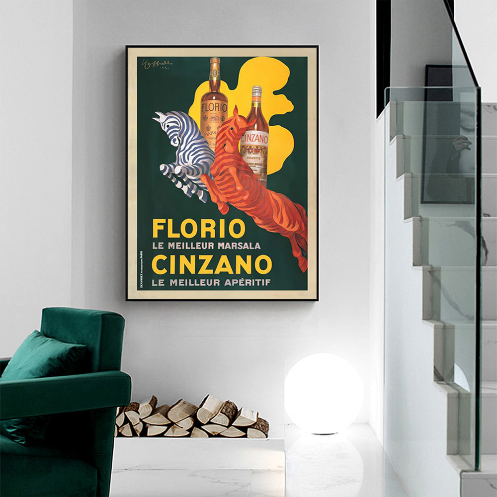 Wall Art 70cmx100cm Florio Cinzano Canvas Black Frame