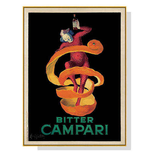 Wall Art 60cmx90cm Bitter Campari Canvas Gold Frame