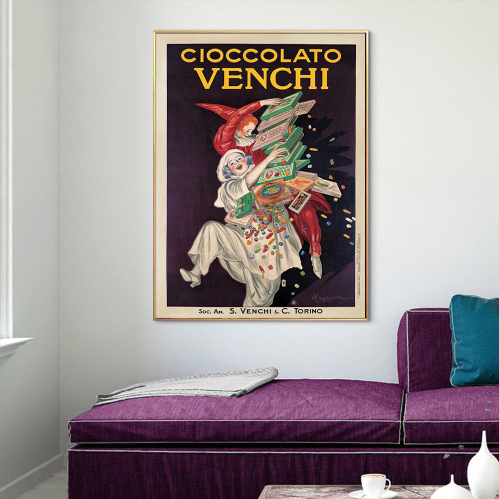 Wall Art 60cmx90cm Cioccolato Venchi Vintage Canvas Gold Frame