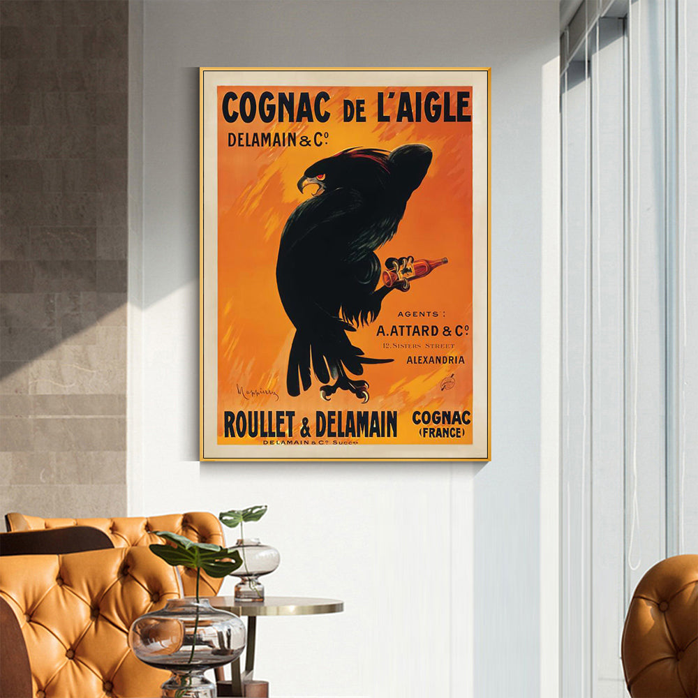 Wall Art 80cmx120cm Cognac de l'Aigle Canvas Gold Frame