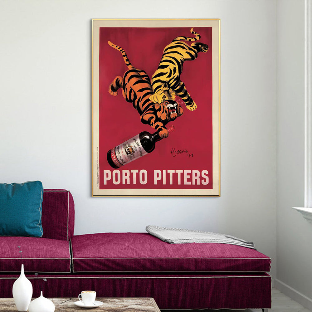 Wall Art 50cmx70cm Porto Pitters Vintage Canvas Gold Frame