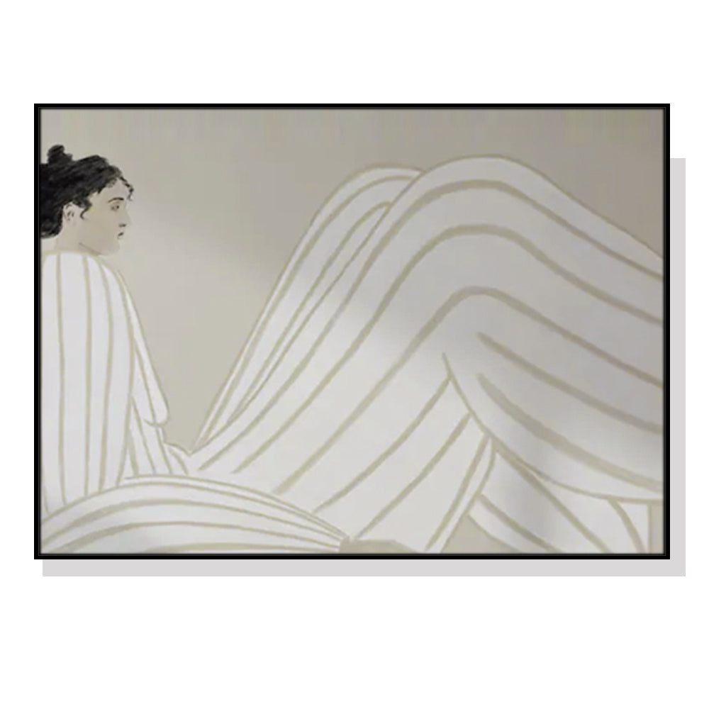 Wall Art Abstract Lady Canvas Black Frame 60cmx90cm