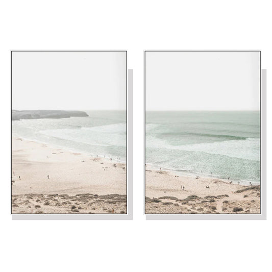 Wall Art Coastal Prints 2-Piece Set 70x100cm White Frame Canvas