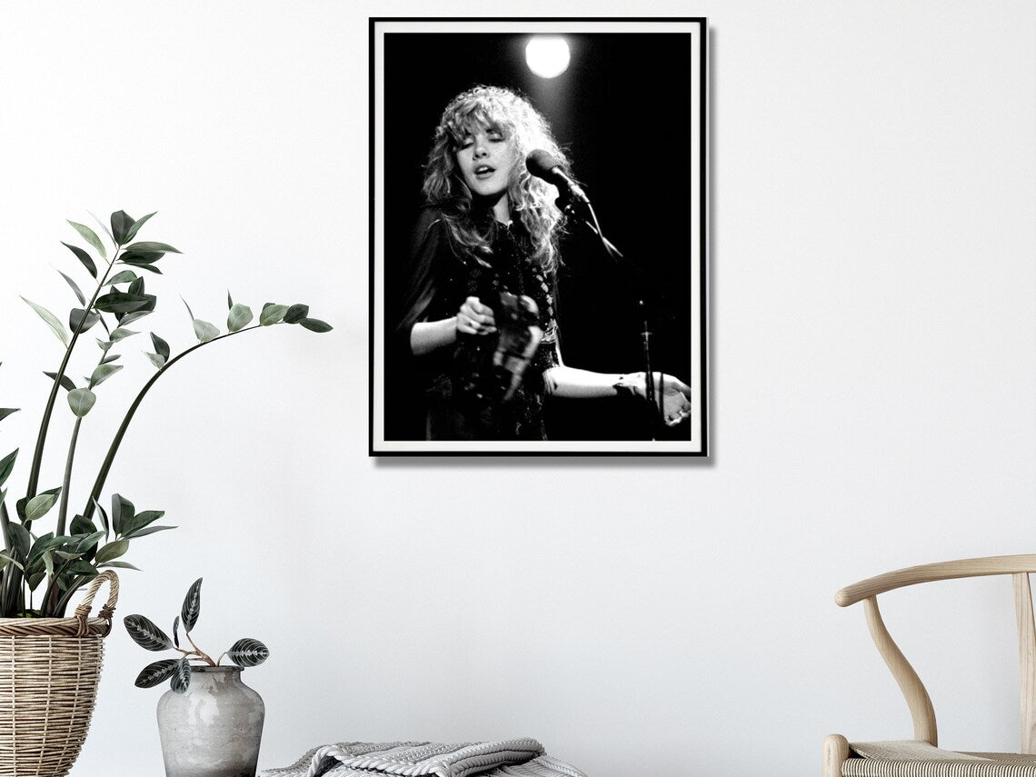 Wall Art Young Stevie Nicks in Concert Poster 60x90CM Black Frame Canvas